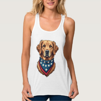 愛国ゴールデンレトリバーバンダナヴィンテージTシャツ 4 タンクトップ