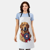 愛国ゴールデンレトリバー救助ヴィンテージTシャツ 4 エプロン (着用した状態)