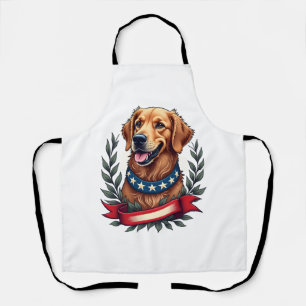 愛国ゴールデンレトリバー アメリカーナアートTシャツ 2 エプロン