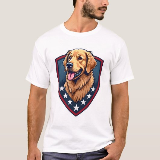 愛国ゴールデンレトリバー シールドクラウンTシャツ 2 Tシャツ (正面)