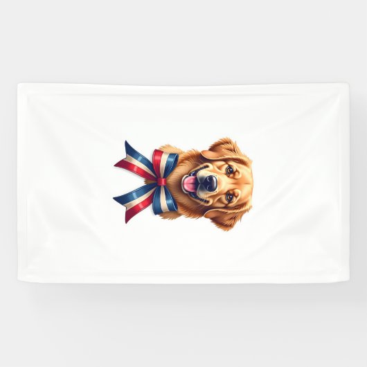 愛国ゴールデンレトリバー ツインリボンTシャツ 横断幕 (横)