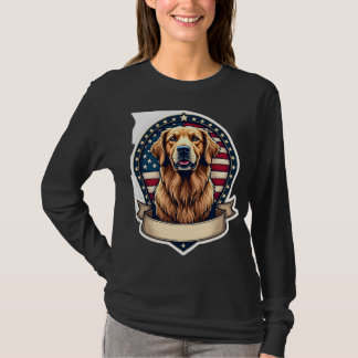 愛国ゴールデンレトリーバーエンブレムヴィンテージTシャツ 2 Tシャツ
