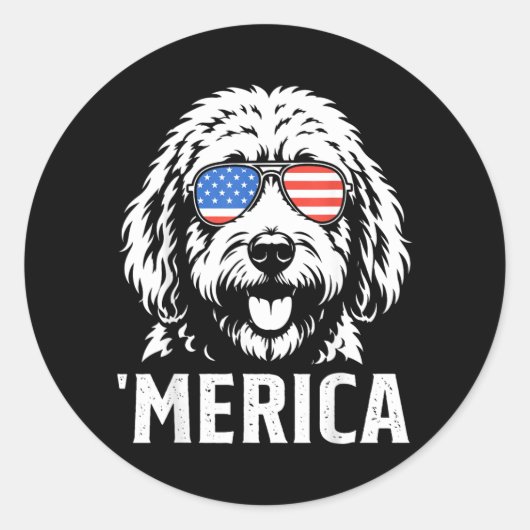 愛国ゴールドエンドゥードル アメリカ国旗 ラウンドシール (正面)