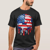 愛国サッカーボール7月4日のドリップデザイン Tシャツ (正面)