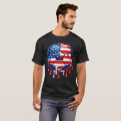 愛国サッカーボール7月4日のドリップデザイン Tシャツ (正面フル)