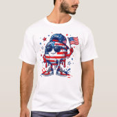愛国サッカーボール7月4日のドリップデザイン Tシャツ (正面)