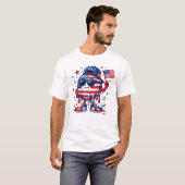 愛国サッカーボール7月4日のドリップデザイン Tシャツ (正面フル)