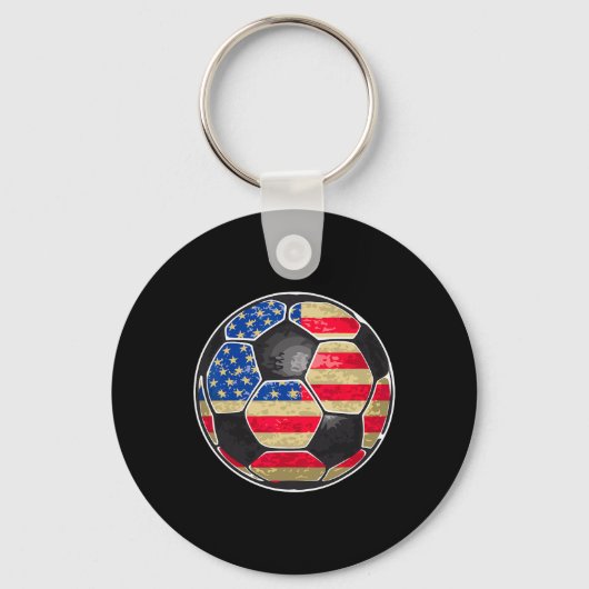 愛国サッカー アメリカ国旗 キーホルダー (正面)
