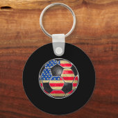 愛国サッカー アメリカ国旗 キーホルダー (正面)