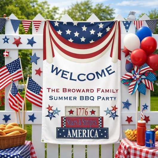 愛国サマーBBQようこそバナー  横断幕