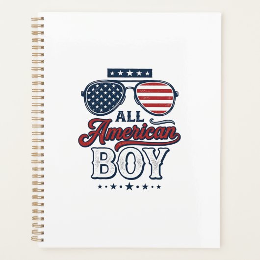 愛国サングラスTシャツデザイン アメリカンな男の子 プランナー手帳 (正面)