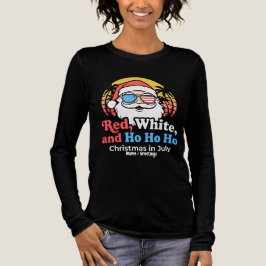 愛国サンタ 赤 白 & フー 7月のクリスマス トライブレンドTシャツ