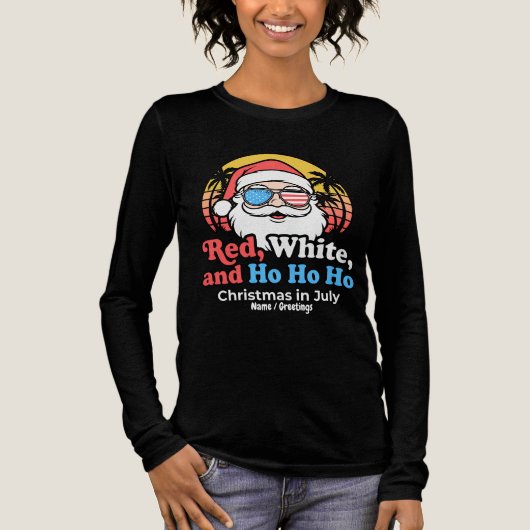 愛国サンタ 赤 白 & フー 7月のクリスマス トライブレンドＴシャツ (正面)