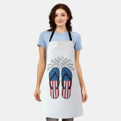 愛国サンダル 花火 サマーTシャツ デザイン エプロン (着用した状態)