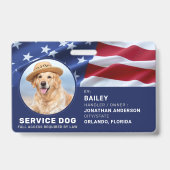 愛国サービスドッグUSAアメリカ国旗の写真ID バッジ (正面)