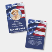 愛国サービス犬アメリカ国旗の写真ID バッジ (正面＆裏面)