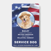 愛国サービス犬アメリカ国旗の写真ID バッジ (正面)