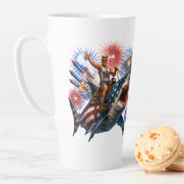 愛国シャークライダー花火USA カフェラテマグ