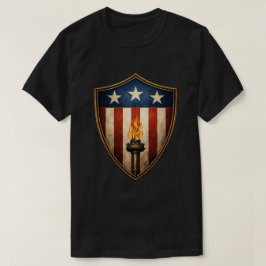 愛国シールド トーチ アメリカ自由の炎 Tシャツ