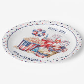 愛国スイーツ&花火7月4日パーティー ペーパープレート (アングル)