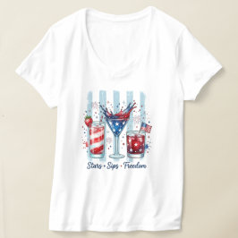 愛国スターズが自由を飲む Tシャツ