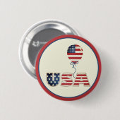 愛国スター&ストライプスUSA 缶バッジ (正面&裏面)
