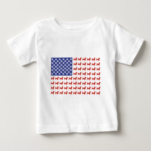 愛国ダックスフンド - アメリカ国旗 ベビーTシャツ (正面)