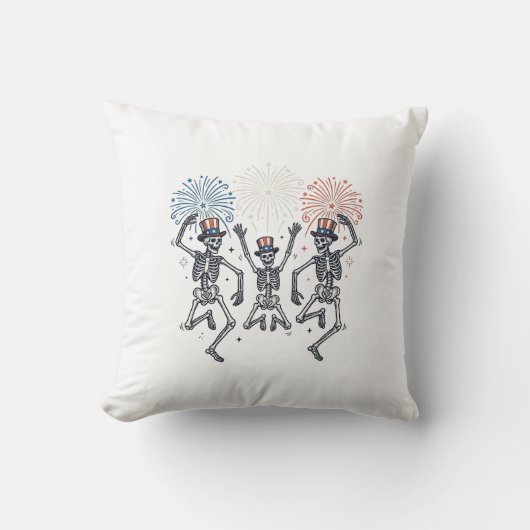 愛国ダンシングスケルトン花火ビンテージTシャツ クッション (正面)