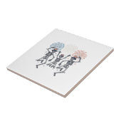 愛国ダンシングスケルトン花火ビンテージTシャツ タイル (側面)