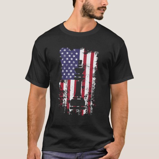 愛国チェスキングアメリカ国旗 Tシャツ (正面)