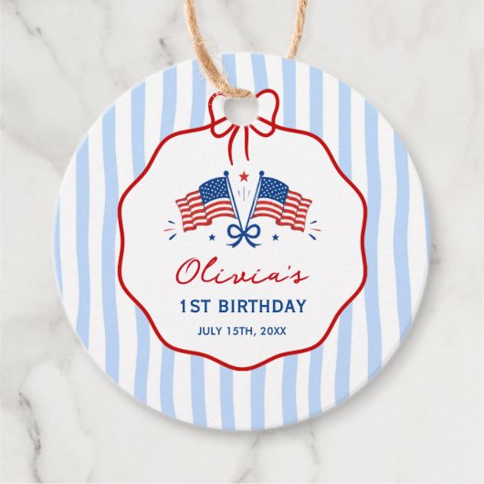 愛国テーマの誕生日パーティー記念タグ 7月4日 フェイバータグ (正面)