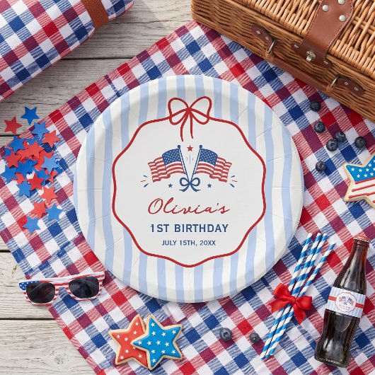 愛国テーマの誕生日ペーパープレート 4日 ペーパープレート