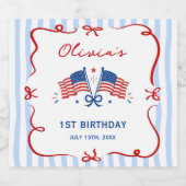 愛国テーマの4歳の誕生日 スパークリングワインラベル (シングルラベル)