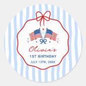 愛国テーマ4歳の誕生日 ラウンドシール (正面)