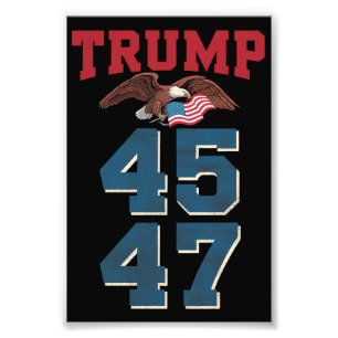 愛国トランプ勝利45と47トランプ勝者 フォトプリント           