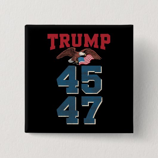 愛国トランプ勝利 45と47 トランプ勝者 缶バッジ (正面)