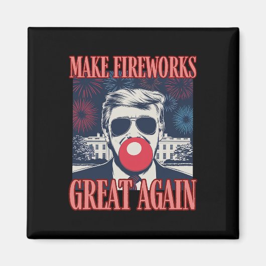 愛国トランプ 4th Jul 花火を再び偉大に マグネット (正面)