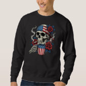 愛国ドクロ コーヒー＆シガレットUSAフラグTシャツ スウェットシャツ (正面)