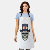 愛国ドクロ ビンテージ 彫刻 Tシャツ デザイン 1 エプロン (着用した状態)