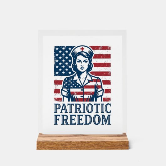 愛国ナースベクターグラフィックTシャツ アクリルサイン (正面)