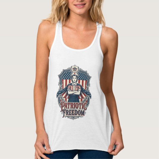 愛国ナースベクターグラフィックTシャツ_1 タンクトップ (正面)