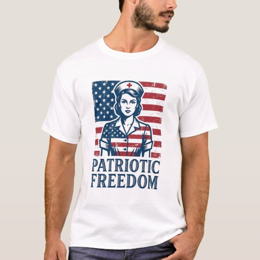 愛国ナースベクターグラフィックTシャツ Tシャツ (正面)