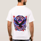 愛国ネオンイーグルバースト - 赤白と青自由 Tシャツ (裏面)
