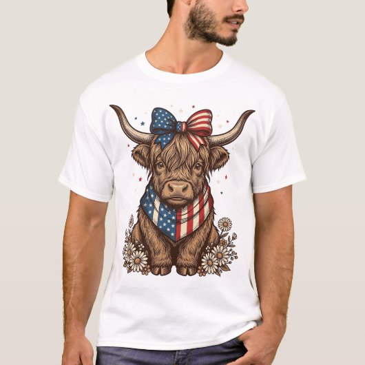 愛国ハイランドカウ ヴィンテージ Tシャツ (正面)