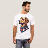 愛国ハウンドマスコットヴィンテージ犬Tシャツ 4 Tシャツ (正面フル)