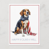 愛国ハウンド犬の4th Julyパーソナライズデザイン ポストカード (正面)
