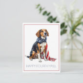 愛国ハウンド犬の4th Julyパーソナライズデザイン ポストカード (スタンド正面)