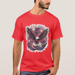 愛国ハクトウワシの花火 Tシャツ