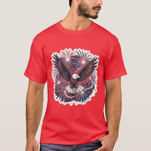 愛国ハクトウワシの花火 Tシャツ (正面)
