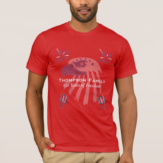 愛国ハクトウワシ アメリカ建国250周年 7月4日 Tシャツ (正面)